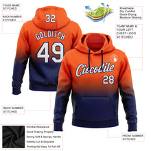 Load image into Gallery viewer, Custom Stitched Orange White-Navy Fade Fashion Sports Pullover Sweatshirt Hoodie