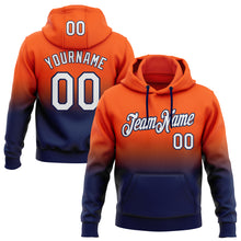 Load image into Gallery viewer, Custom Stitched Orange White-Navy Fade Fashion Sports Pullover Sweatshirt Hoodie