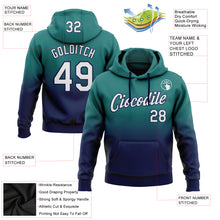Load image into Gallery viewer, Custom Stitched Teal White-Navy Fade Fashion Sports Pullover Sweatshirt Hoodie
