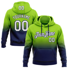Load image into Gallery viewer, Custom Stitched Neon Green White-Navy Fade Fashion Sports Pullover Sweatshirt Hoodie