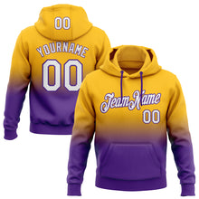 Load image into Gallery viewer, Custom Stitched Gold White-Purple Fade Fashion Sports Pullover Sweatshirt Hoodie
