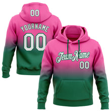Load image into Gallery viewer, Custom Stitched Pink White-Kelly Green Fade Fashion Sports Pullover Sweatshirt Hoodie