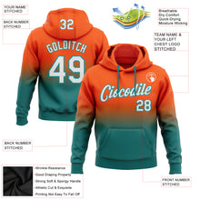 Load image into Gallery viewer, Custom Stitched Orange White-Teal Fade Fashion Sports Pullover Sweatshirt Hoodie