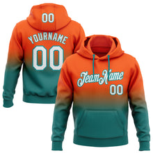 Load image into Gallery viewer, Custom Stitched Orange White-Teal Fade Fashion Sports Pullover Sweatshirt Hoodie