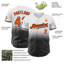 Load image into Gallery viewer, Custom White Pinstripe Orange-Black Authentic Fade Fashion Baseball Jersey