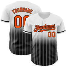 Load image into Gallery viewer, Custom White Pinstripe Orange-Black Authentic Fade Fashion Baseball Jersey