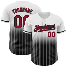 Load image into Gallery viewer, Custom White Pinstripe Crimson-Black Authentic Fade Fashion Baseball Jersey