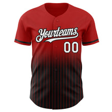 Load image into Gallery viewer, Custom Red Pinstripe White-Black Authentic Fade Fashion Baseball Jersey