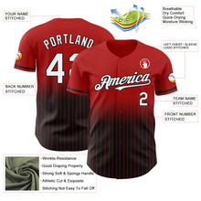 Load image into Gallery viewer, Custom Red Pinstripe White-Black Authentic Fade Fashion Baseball Jersey