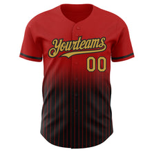 Load image into Gallery viewer, Custom Red Pinstripe Old Gold-Black Authentic Fade Fashion Baseball Jersey