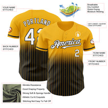Load image into Gallery viewer, Custom Gold Pinstripe White-Black Authentic Fade Fashion Baseball Jersey
