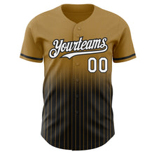 Load image into Gallery viewer, Custom Old Gold Pinstripe White-Black Authentic Fade Fashion Baseball Jersey