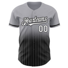 Load image into Gallery viewer, Custom Gray Pinstripe White-Black Authentic Fade Fashion Baseball Jersey