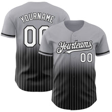 Load image into Gallery viewer, Custom Gray Pinstripe White-Black Authentic Fade Fashion Baseball Jersey