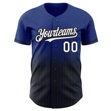 Load image into Gallery viewer, Custom Royal Pinstripe White-Black Authentic Fade Fashion Baseball Jersey