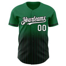 Load image into Gallery viewer, Custom Kelly Green Pinstripe White-Black Authentic Fade Fashion Baseball Jersey