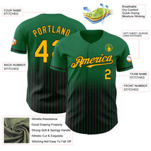 Load image into Gallery viewer, Custom Kelly Green Pinstripe Gold-Black Authentic Fade Fashion Baseball Jersey