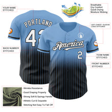 Load image into Gallery viewer, Custom Light Blue Pinstripe White-Black Authentic Fade Fashion Baseball Jersey