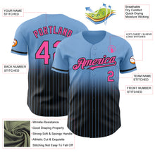 Load image into Gallery viewer, Custom Light Blue Pinstripe Pink-Black Authentic Fade Fashion Baseball Jersey