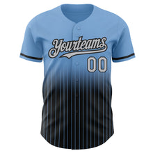 Load image into Gallery viewer, Custom Light Blue Pinstripe Gray-Black Authentic Fade Fashion Baseball Jersey