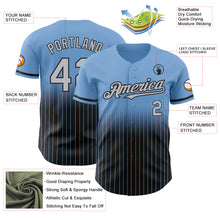 Load image into Gallery viewer, Custom Light Blue Pinstripe Gray-Black Authentic Fade Fashion Baseball Jersey