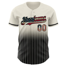 Load image into Gallery viewer, Custom Cream Pinstripe Vintage USA Flag-Black Authentic Fade Fashion Baseball Jersey