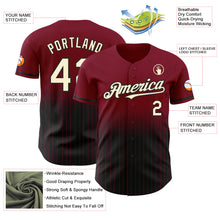 Load image into Gallery viewer, Custom Crimson Pinstripe Cream-Black Authentic Fade Fashion Baseball Jersey