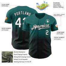 Load image into Gallery viewer, Custom Teal Pinstripe White-Black Authentic Fade Fashion Baseball Jersey