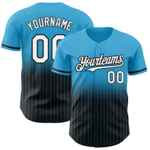 Load image into Gallery viewer, Custom Sky Blue Pinstripe White-Black Authentic Fade Fashion Baseball Jersey