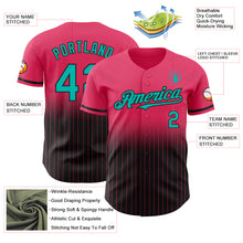 Load image into Gallery viewer, Custom Neon Pink Pinstripe Aqua-Black Authentic Fade Fashion Baseball Jersey