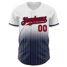 Load image into Gallery viewer, Custom White Pinstripe Red-Navy Authentic Fade Fashion Baseball Jersey