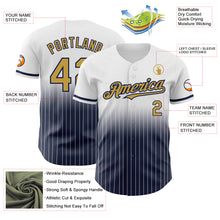 Load image into Gallery viewer, Custom White Pinstripe Old Gold-Navy Authentic Fade Fashion Baseball Jersey