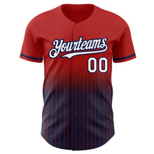 Load image into Gallery viewer, Custom Red Pinstripe White-Navy Authentic Fade Fashion Baseball Jersey
