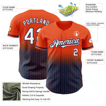 Load image into Gallery viewer, Custom Orange Pinstripe White-Navy Authentic Fade Fashion Baseball Jersey