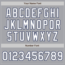 Load image into Gallery viewer, Custom Gray Pinstripe White-Navy Authentic Fade Fashion Baseball Jersey