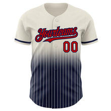 Load image into Gallery viewer, Custom Cream Pinstripe Red-Navy Authentic Fade Fashion Baseball Jersey