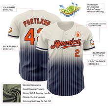 Load image into Gallery viewer, Custom Cream Pinstripe Orange-Navy Authentic Fade Fashion Baseball Jersey
