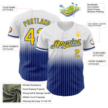 Load image into Gallery viewer, Custom White Pinstripe Yellow-Royal Authentic Fade Fashion Baseball Jersey