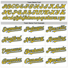 Load image into Gallery viewer, Custom White Pinstripe Yellow-Royal Authentic Fade Fashion Baseball Jersey