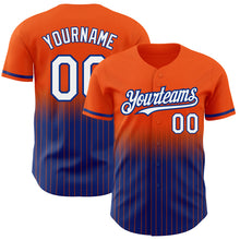 Load image into Gallery viewer, Custom Orange Pinstripe White-Royal Authentic Fade Fashion Baseball Jersey