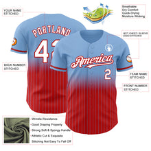 Load image into Gallery viewer, Custom Light Blue Pinstripe White-Red Authentic Fade Fashion Baseball Jersey