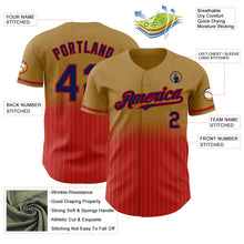 Load image into Gallery viewer, Custom Old Gold Pinstripe Navy-Red Authentic Fade Fashion Baseball Jersey
