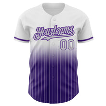 Load image into Gallery viewer, Custom White Pinstripe Gray-Purple Authentic Fade Fashion Baseball Jersey