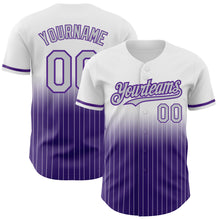 Load image into Gallery viewer, Custom White Pinstripe Gray-Purple Authentic Fade Fashion Baseball Jersey