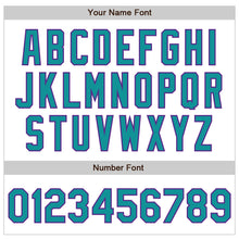 Load image into Gallery viewer, Custom White Pinstripe Teal-Purple Authentic Fade Fashion Baseball Jersey