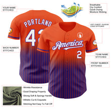 Load image into Gallery viewer, Custom Orange Pinstripe White-Purple Authentic Fade Fashion Baseball Jersey