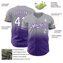 Load image into Gallery viewer, Custom Gray Pinstripe White-Purple Authentic Fade Fashion Baseball Jersey