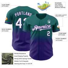 Load image into Gallery viewer, Custom Teal Pinstripe White-Purple Authentic Fade Fashion Baseball Jersey
