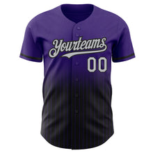 Load image into Gallery viewer, Custom Purple Pinstripe Gray-Black Authentic Fade Fashion Baseball Jersey