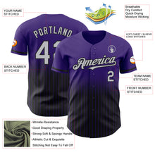 Load image into Gallery viewer, Custom Purple Pinstripe Gray-Black Authentic Fade Fashion Baseball Jersey
